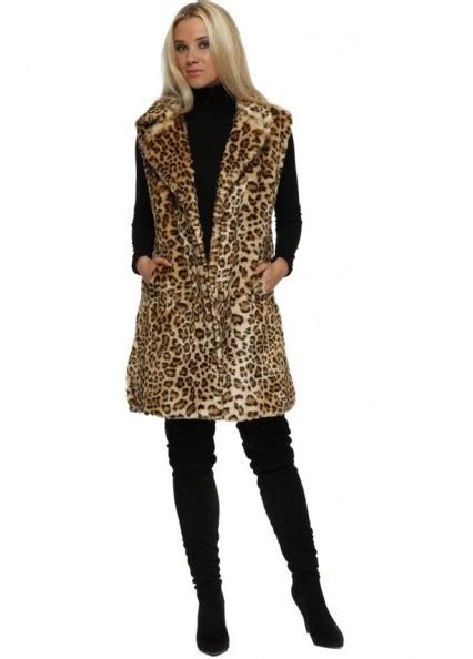 animal print long coat|leopard print gilet ladies.